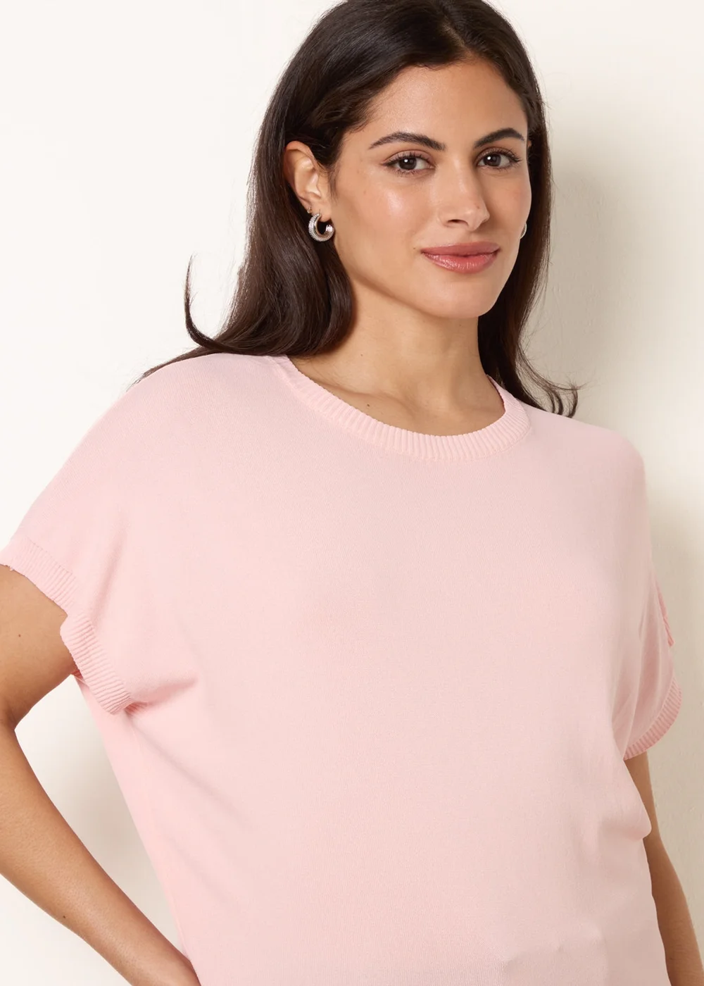 Blue Vanilla Pink Short Sleeve Texture Knit Top - S/M Image 3