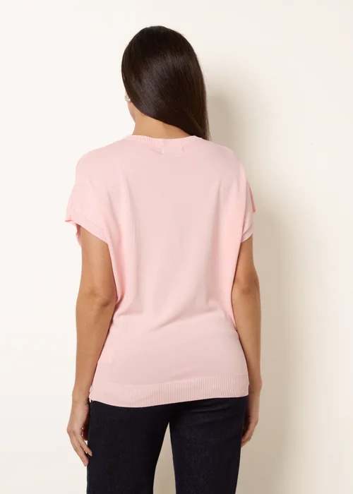 Blue Vanilla Pink Short Sleeve Texture Knit Top - S/M Image 4