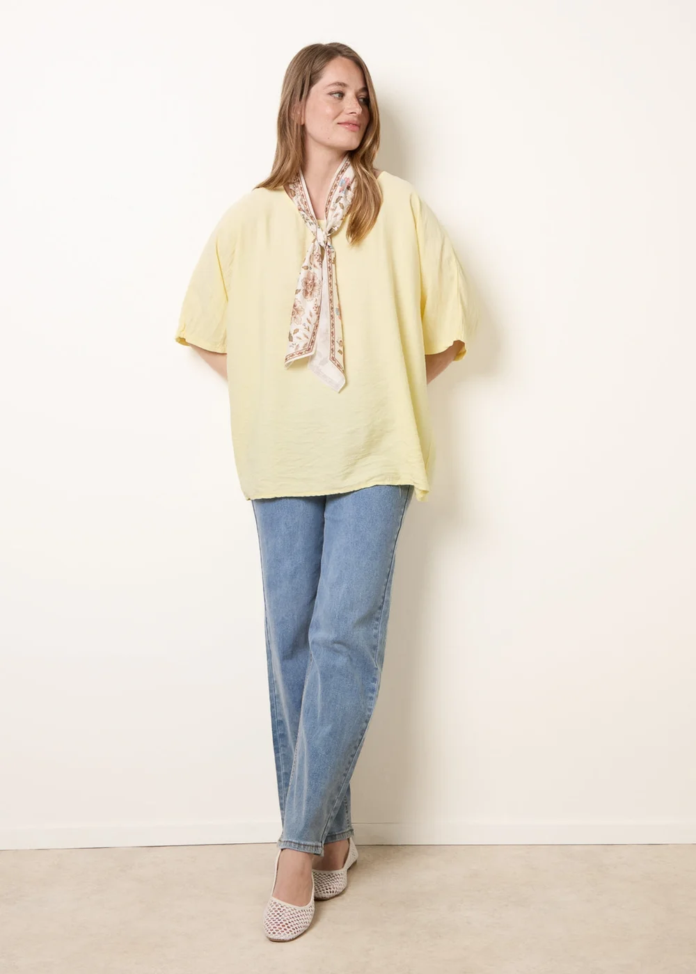 Blue Vanilla Yellow Scarf Viscose Top - One Size Image 3