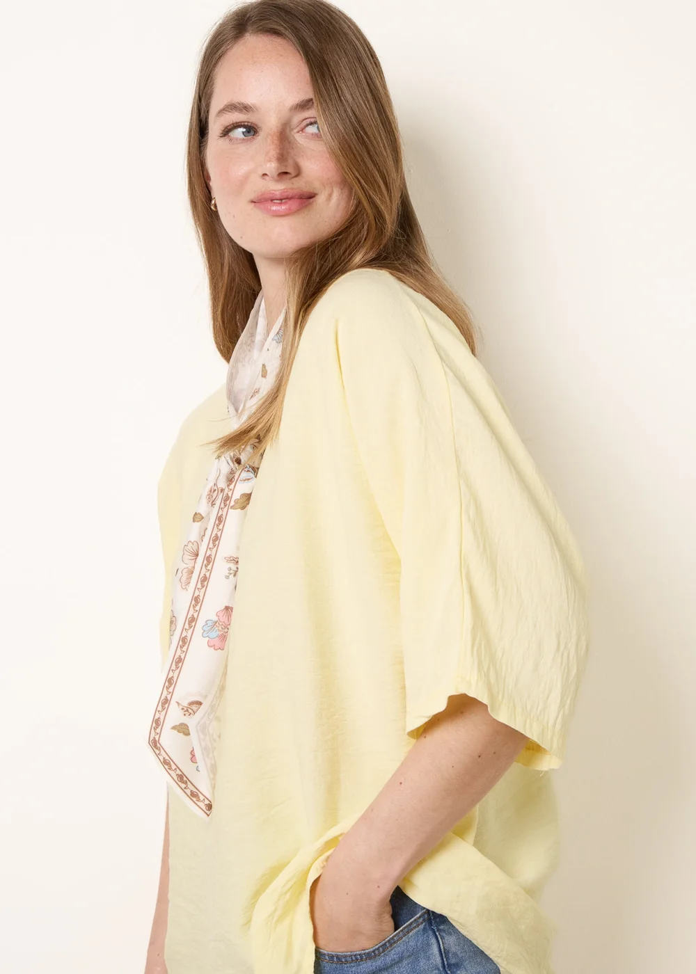 Blue Vanilla Yellow Scarf Viscose Top - One Size Image 1