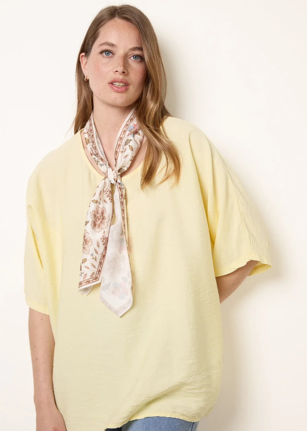 Blue Vanilla Yellow Scarf Viscose Top - One Size Image 2