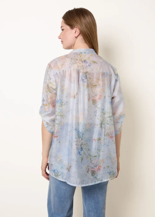Blue Vanilla Blue Sheer Floral Shirt - One Size Image 4