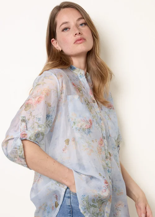 Blue Vanilla Blue Sheer Floral Shirt - One Size Image 1