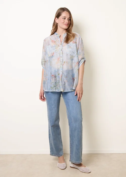 Blue Vanilla Blue Sheer Floral Shirt - One Size Image 2