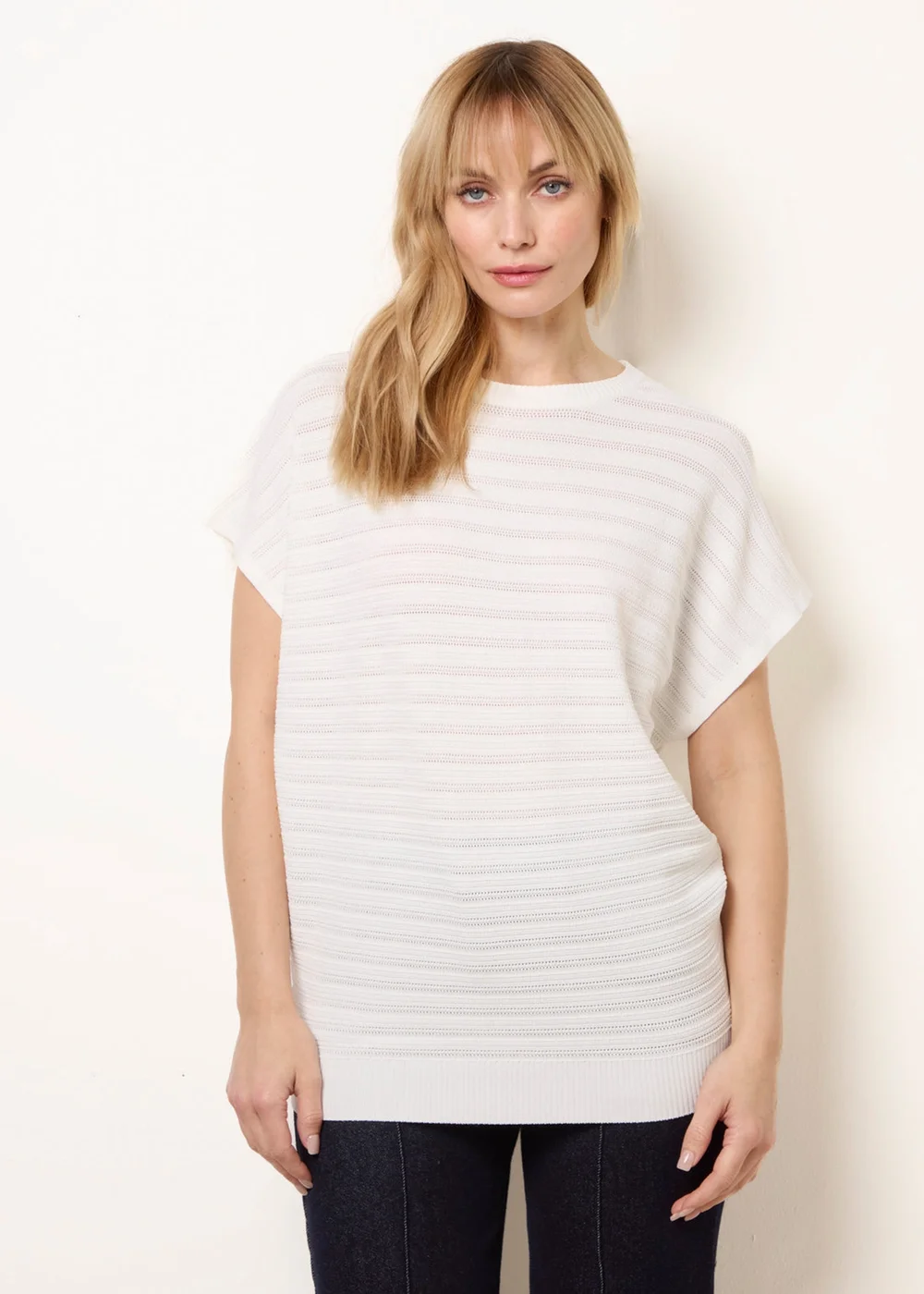 Blue Vanilla Ivory Textured Sleeveless Knit Top - M/L Image 1
