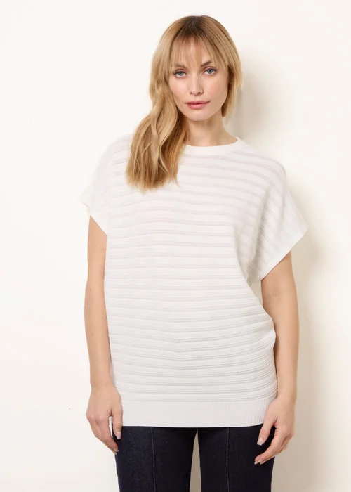 Blue Vanilla Ivory Textured Sleeveless Knit Top - M/L Image 1