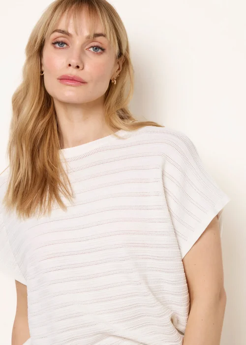 Blue Vanilla Ivory Textured Sleeveless Knit Top - M/L Image 3