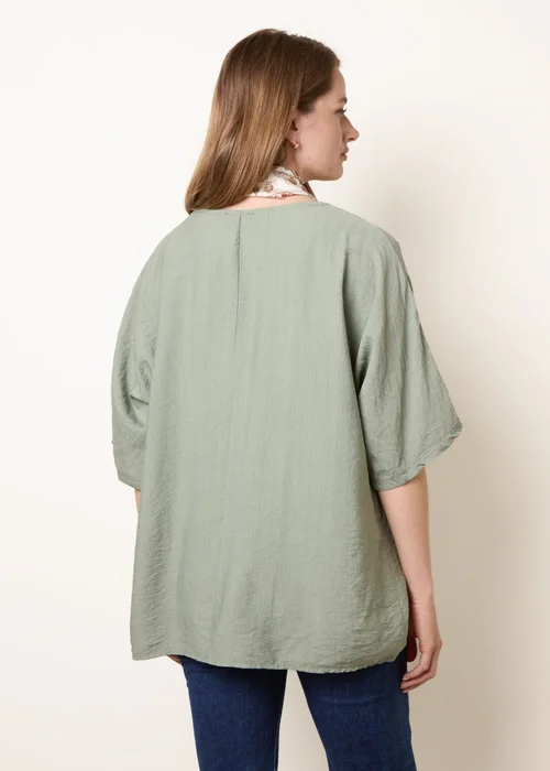 Blue Vanilla Khaki Scarf Viscose Top - One Size Image 4