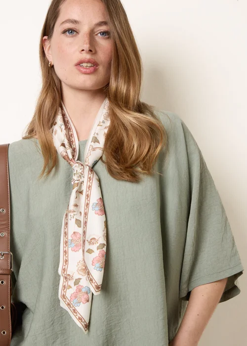 Blue Vanilla Khaki Scarf Viscose Top - One Size Image 3