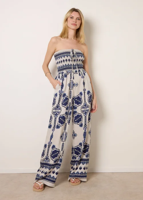 Blue Vanilla Navy Tribal Print Jumpsuit - M/L Image 3