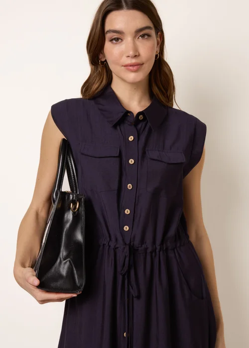 Blue Vanilla Navy Utility Tie Waist Dress - M/L Image 2