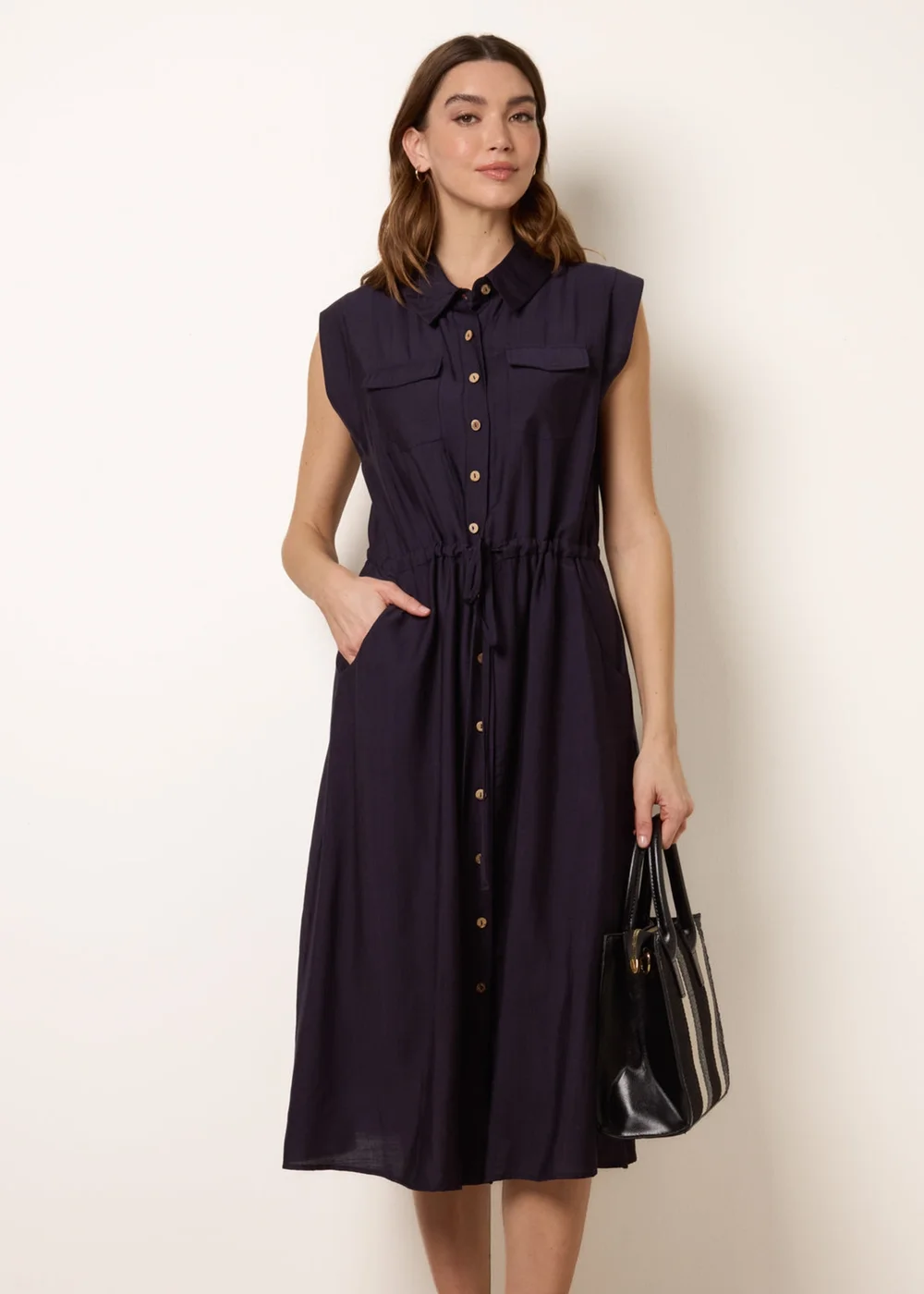 Blue Vanilla Navy Utility Tie Waist Dress - M/L Image 3