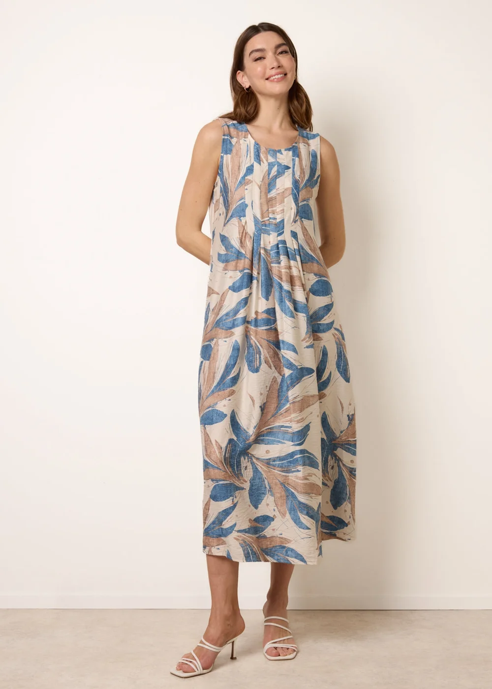 Blue Vanilla Blue Dress With Tropical Leaf Print - One Size Image 1
