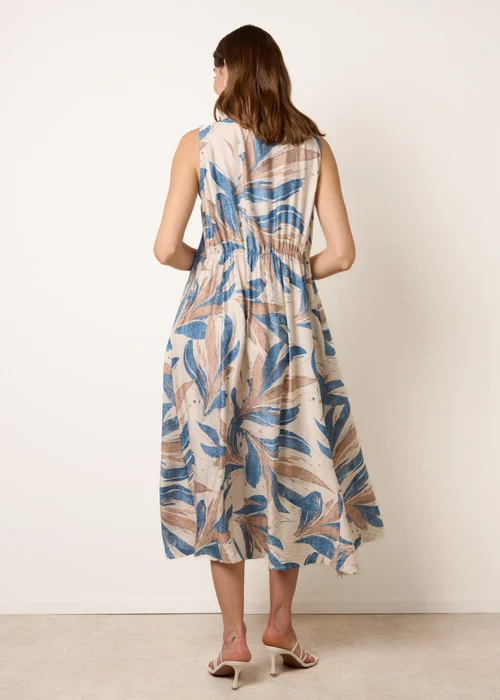 Blue Vanilla Blue Dress With Tropical Leaf Print - One Size Image 4