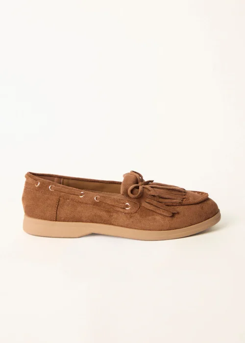 Blue Vanilla Taupe Tassel Detail Loafers - 3 Image 2