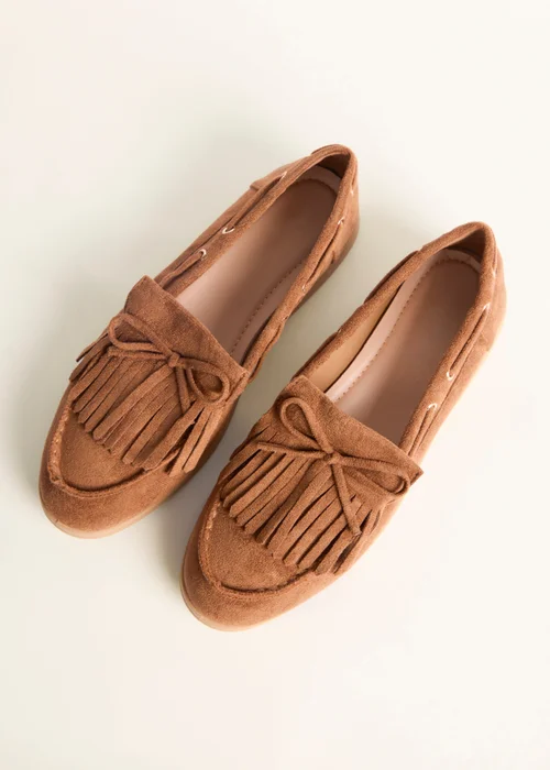 Blue Vanilla Taupe Tassel Detail Loafers - 3 Image 3