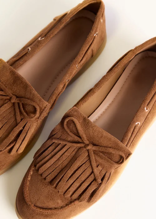 Blue Vanilla Taupe Tassel Detail Loafers - 3 Image 4