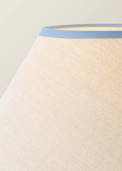 ValueLights Bobble Cream Floor Lamp with Blue Trim Scallop Shade - One Size Image 3
