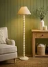 ValueLights Bobble Cream Floor Lamp with Pink Trim Scallop Shade - One Size Image 5