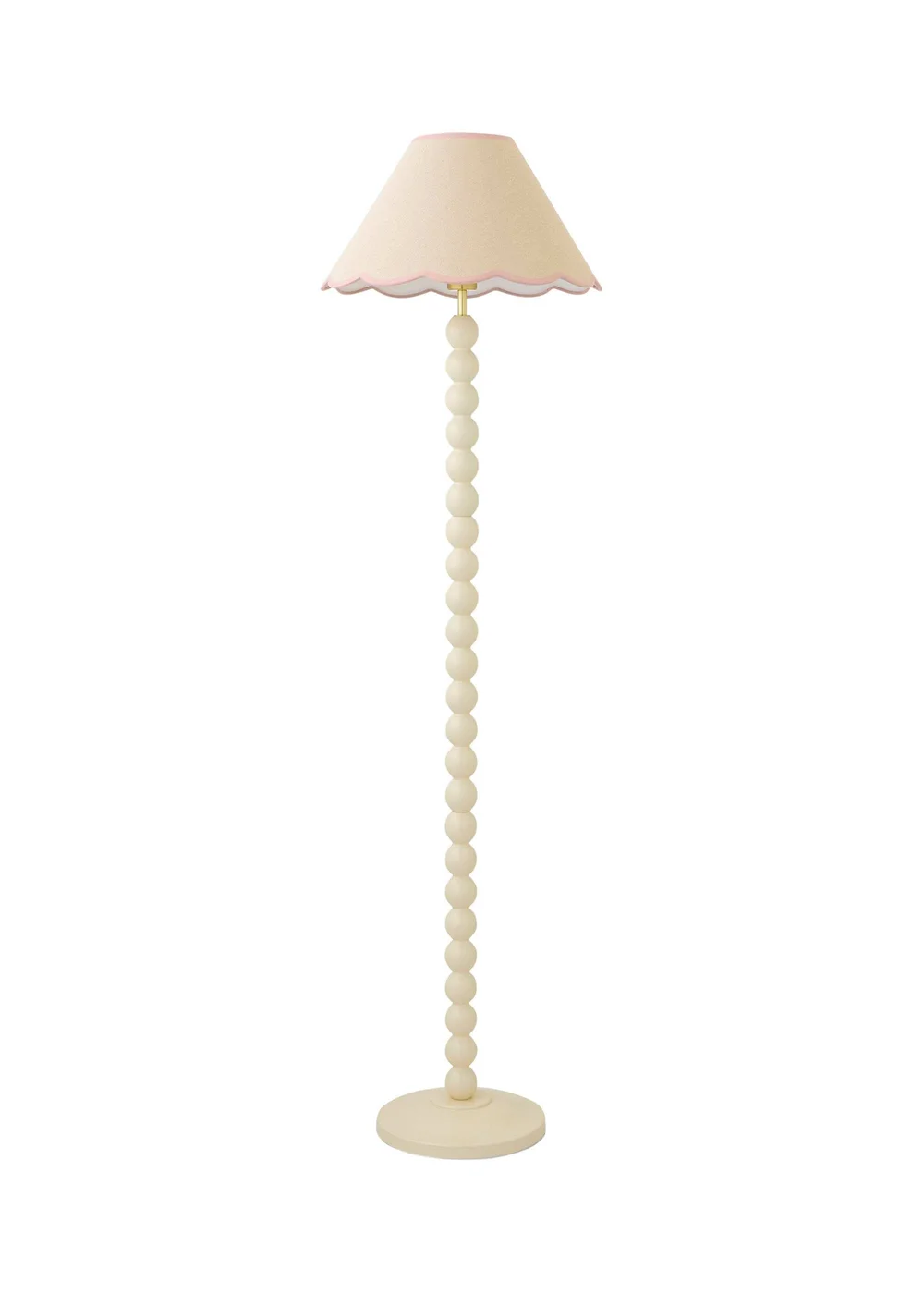 ValueLights Bobble Cream Floor Lamp with Pink Trim Scallop Shade - One Size Image 4