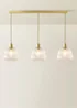 ValueLights Delora Brushed Gold Ribbed Glass 3 Drop Diner Ceiling Light - One Size Image 2
