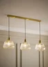 ValueLights Delora Brushed Gold Ribbed Glass 3 Drop Diner Ceiling Light - One Size Image 5