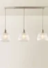 ValueLights Delora Brushed Chrome Ribbed Glass 3 Drop Diner Ceiling Light - One Size Image 2