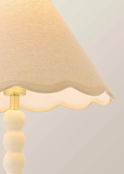 ValueLights Bobble Cream Table Lamp with Natural Trim Scallop Shade - One Size Image 3