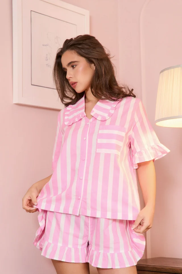 JimJam Pink Stripe Shorty Set