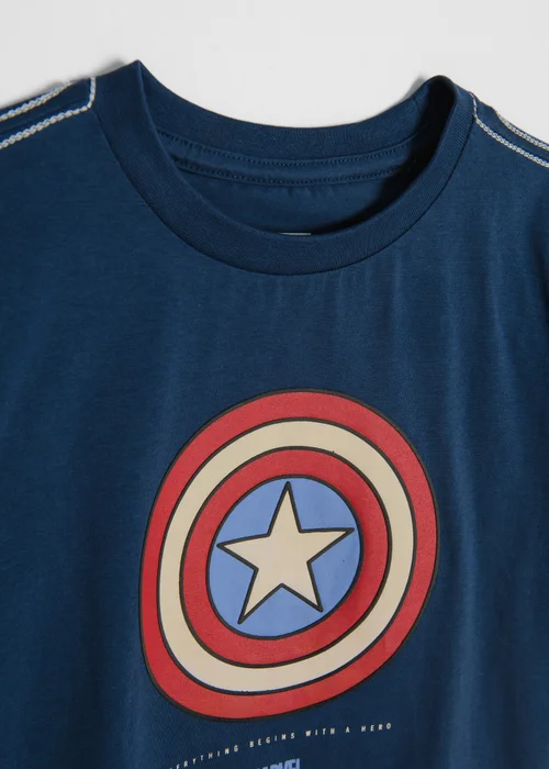 Cool Club Navy Captain America Short Sleeve Graphic Printed T-Shirt (3-9 yrs) - 8 Yrs Image 2
