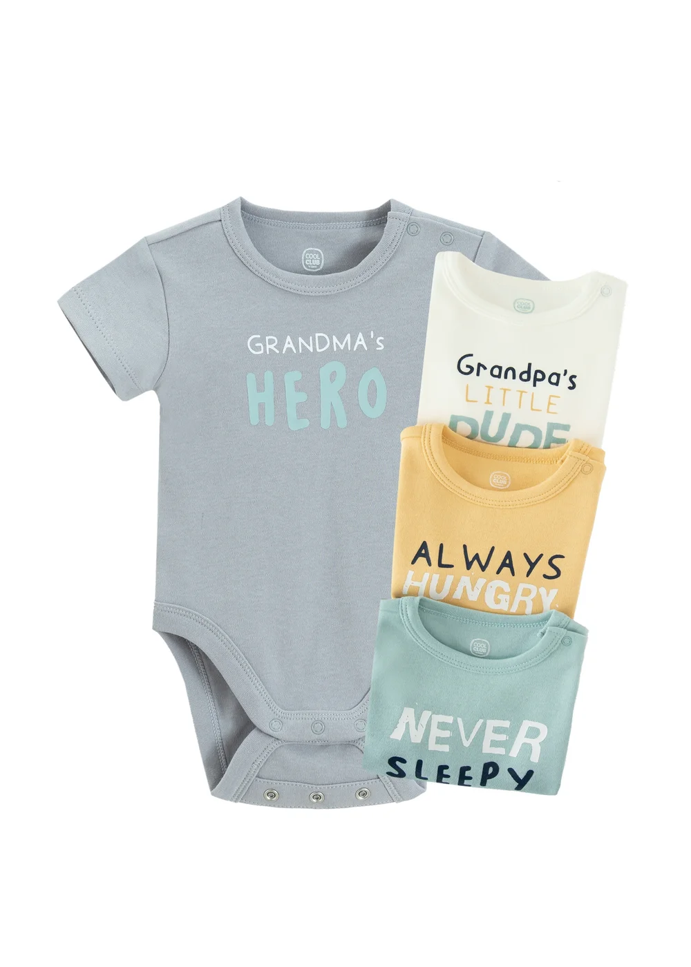 Cool Club Light Blue 4-Pack Short Sleeve Printed Bodysuits (1-36 mnths) - 6-12 months Image 1