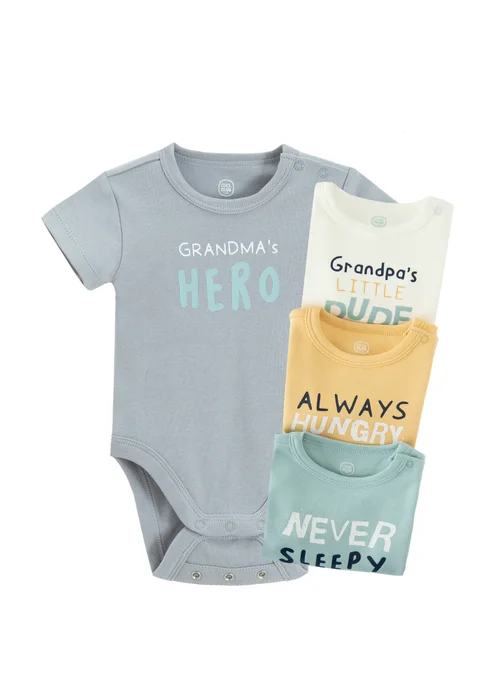 Cool Club Light Blue 4-Pack Short Sleeve Printed Bodysuits (1-36 mnths) - 6-12 months Image 1