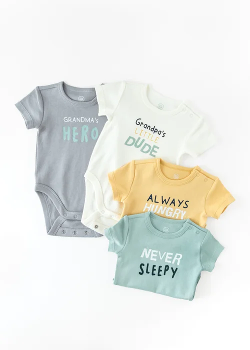 Cool Club Light Blue 4-Pack Short Sleeve Printed Bodysuits (1-36 mnths) - 6-12 months Image 2