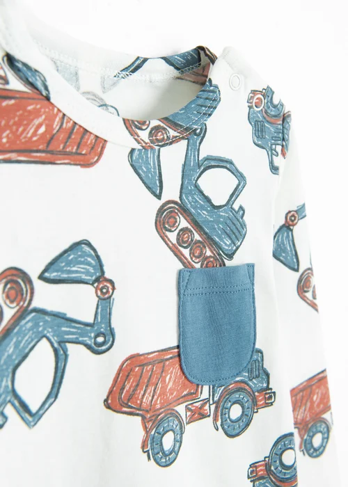 Cool Club White Digger Print Long Sleeve Bodysuit (2-36 mnths) - 1-1.5 Yrs Image 2