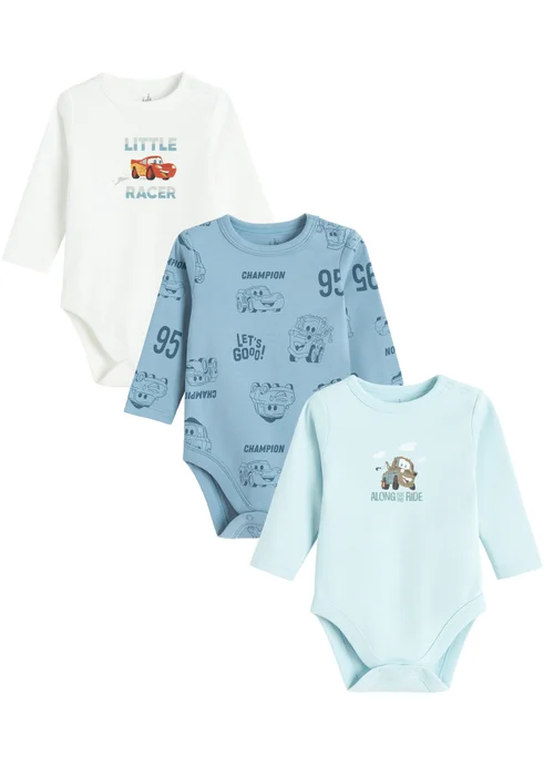 Cool Club Blue 3-Pack Disney Character Long Sleeve Bodysuits (2-36 mnths) - 2 Yrs Image 1