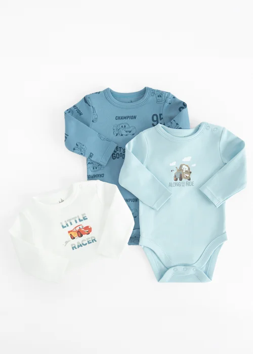 Cool Club Blue 3-Pack Disney Character Long Sleeve Bodysuits (2-36 mnths) - 2 Yrs Image 2