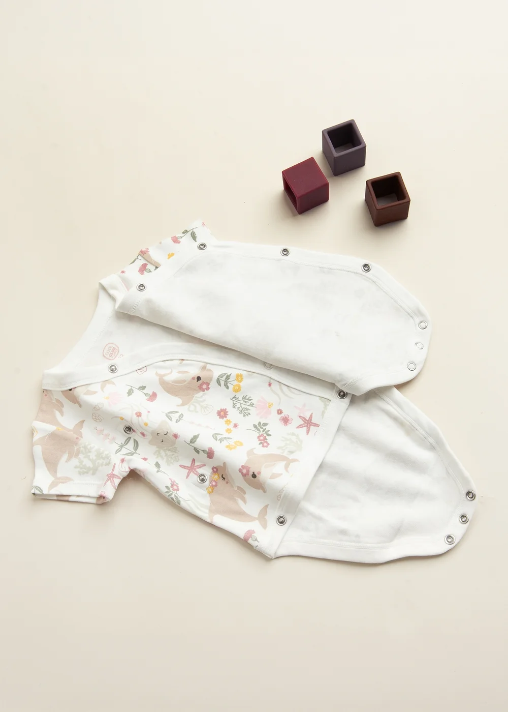 Cool Club Cream 2-Pack Short Sleeve Sea Print Bodysuits (1-9 mnths) - 3-6 months Image 2