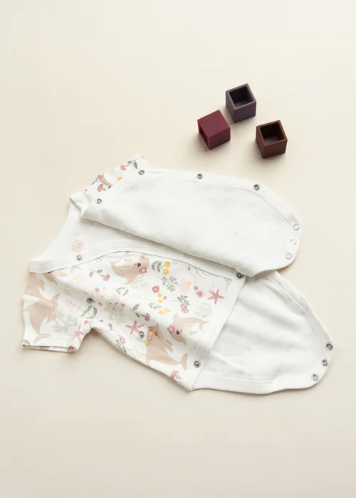 Cool Club Cream 2-Pack Short Sleeve Sea Print Bodysuits (1-9 mnths) - 3-6 months Image 2