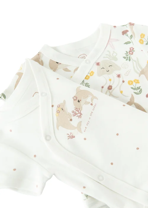 Cool Club Cream 2-Pack Short Sleeve Sea Print Bodysuits (1-9 mnths) - 3-6 months Image 3