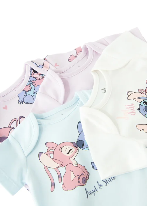 Cool Club Lilac 4-Pack Short Sleeve Stitch and Angel Printed Bodysuits (1-36 mnths) - 1-1.5 Yrs Image 3