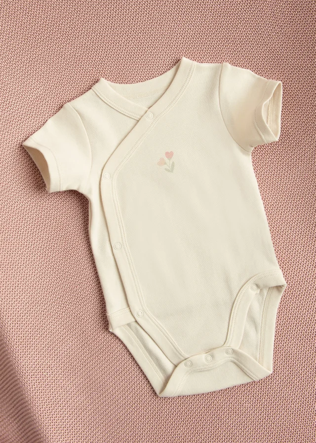 Cool Club Beige 4-Pack Printed Floral Wrap Bodysuits (1-9 mnths)