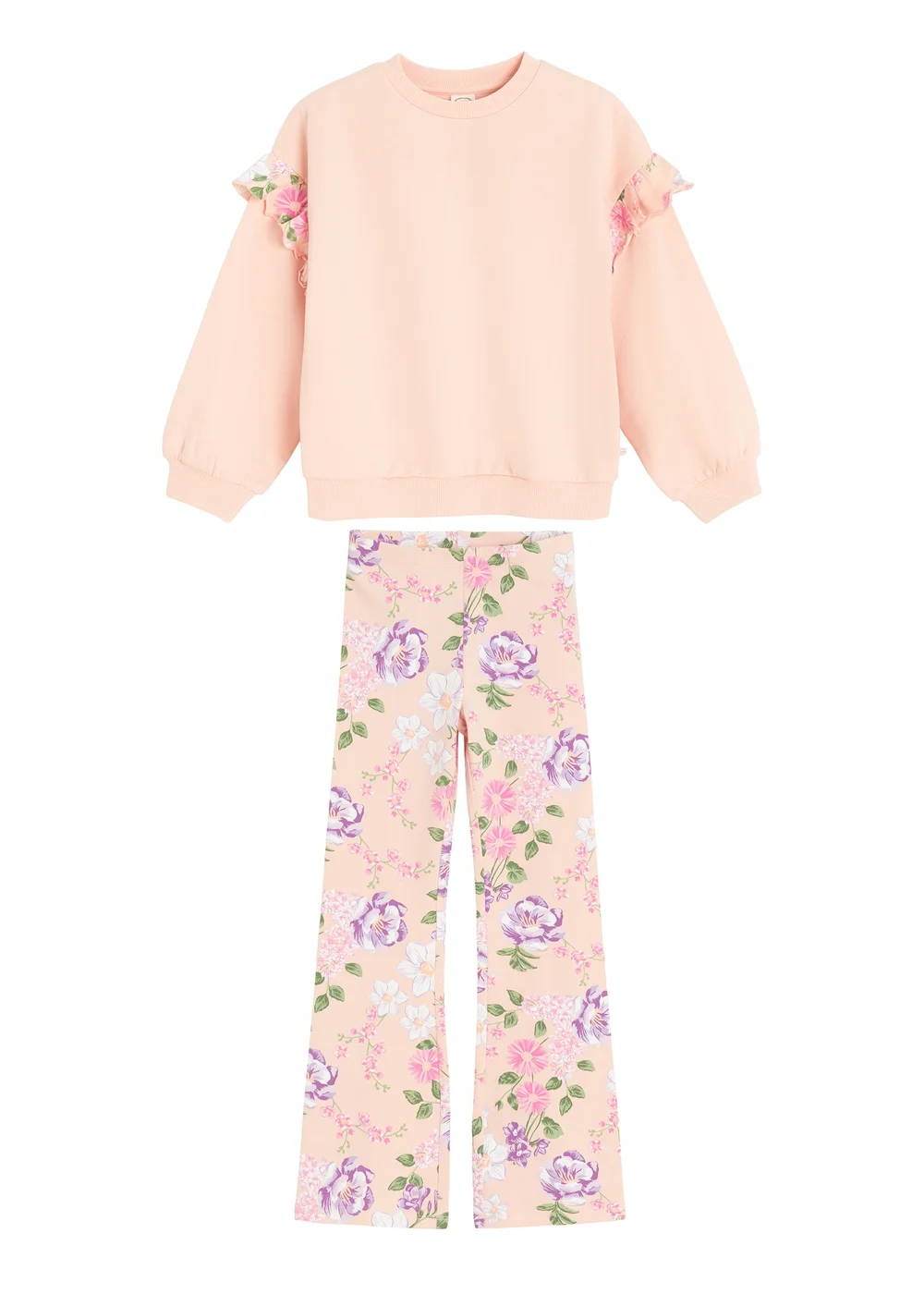 Cool Club Soft Pink Floral Print Jumper and Wide Leg Trousers Set (2-8 yrs) - 3 Yrs Image 1