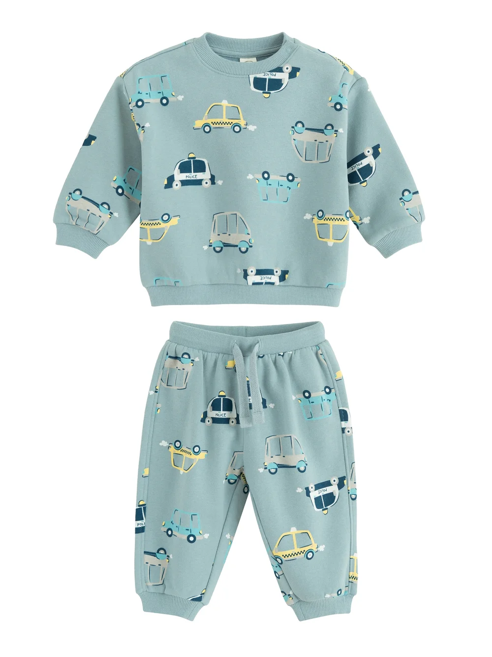 Cool Club Blue All-Over Car Print Sweatshirt and Jogger Set (3-36 mnths) - 3 Yrs Image 1