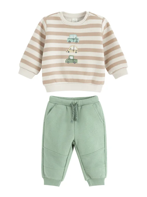 Cool Club green Striped Sweatshirt and Joggers Set (3-36 mnths) - 3 Yrs Image 1