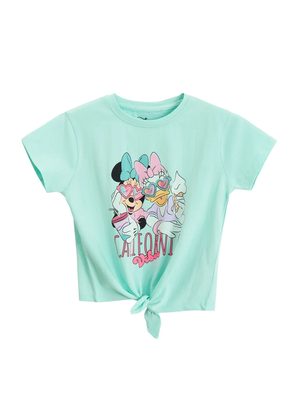 Cool Club Turquoise California Vibes Short Sleeve Minnie & Daisy Tie-Front T-Shirt (3-8 yrs) - 5 Yrs Image 1