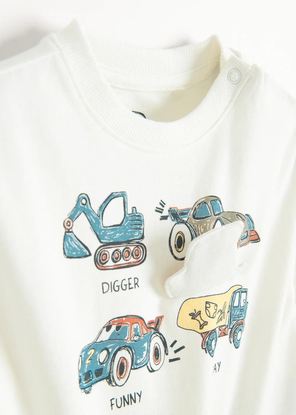 Cool Club White Long Sleeve Car Print Sweatshirt (3-24 mnths) - 1-1.5 Yrs Image 2