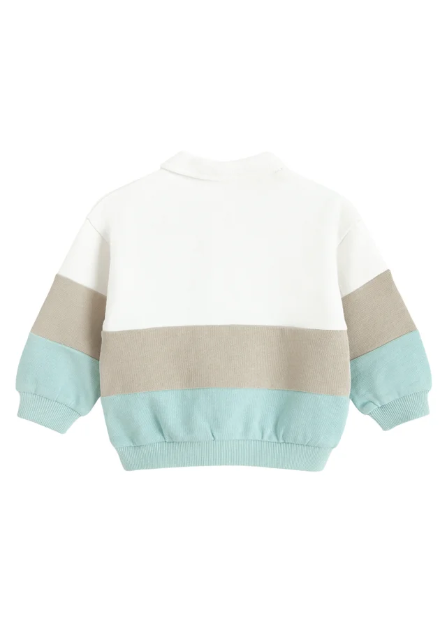 Cool Club Blue Colour Block Sweatshirt with Collar (3-24 mnths)