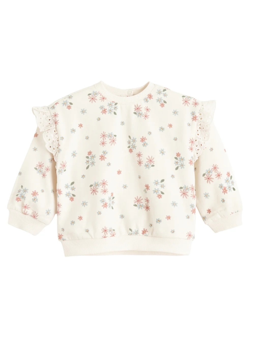 Cool Club Beige Floral Sweatshirt with Broderie Frill (3-24 mnths) - 2 Yrs Image 1