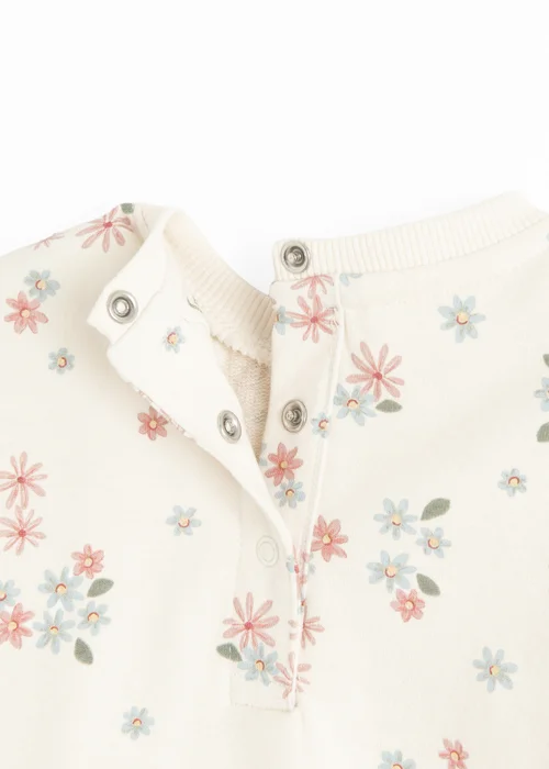 Cool Club Beige Floral Sweatshirt with Broderie Frill (3-24 mnths) - 2 Yrs Image 4