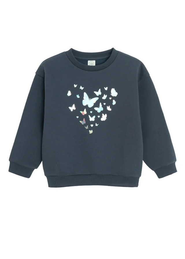 Cool Club Blue Butterfly Heart Graphic Sweatshirt (3-8 yrs)